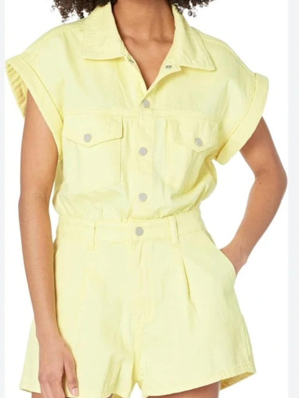Blank NYC Yellow Denim Romper Size L